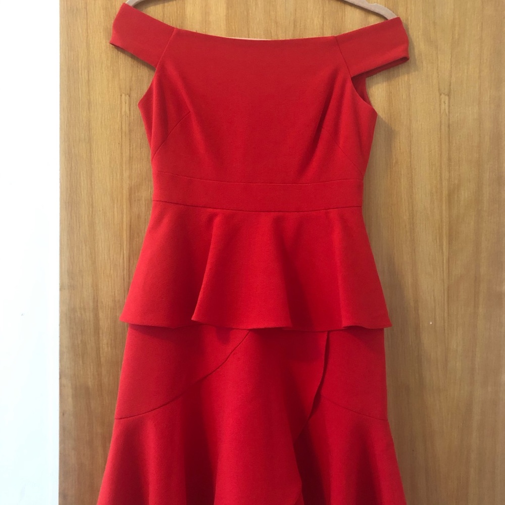 Eliza J red off the shoulder dress 0 petite